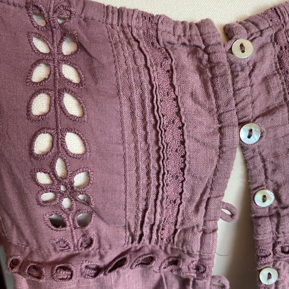 Free People Joi cropped cotton top purple M milkmaid y2k cottage corset whimsy - Picture 9 of 9
